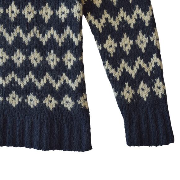 Vintage Q&A Chunky Knit Half-Zip Sweater – Nordic Fair Isle Pullover (S) - Picture 2 of 6